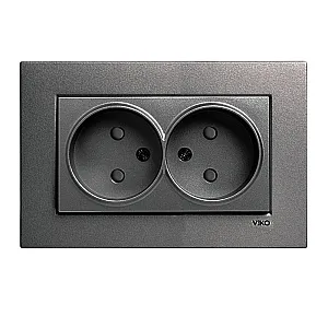 Розетка Viko Novella 93000455 2 гнезда без заземления дымчатый