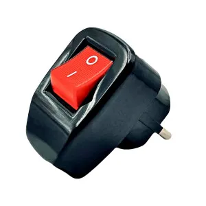 Вилка AY-KA 79 148 00 угловая с заземлением с выключателем черная