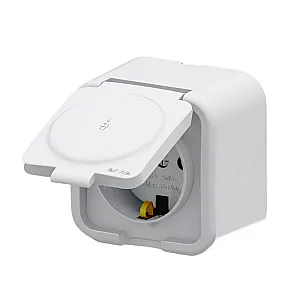 Розетка Arvia Electric 25 01 1000 218 с заземлением наружная с крышкой белая