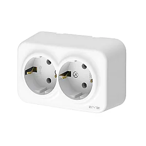 Розетка Arvia Electric 25 01 1000 907 2 места с заземлением наружная белая