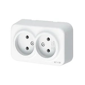 Розетка Arvia Electric 25 01 1000 908 2 места без заземления наружная белая