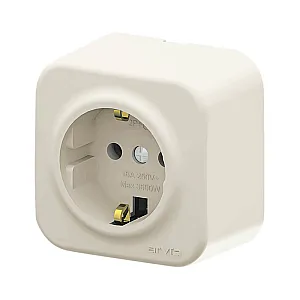Розетка Arvia Electric 25 02 1000 217 с заземлением наружная кремовая