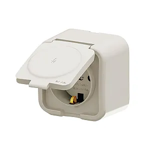 Розетка Arvia Electric 25 02 1000 218 с заземлением наружная с крышкой кремовая