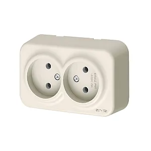 Розетка Arvia Electric 25 02 1000 908 2 места без заземления наружная кремовая