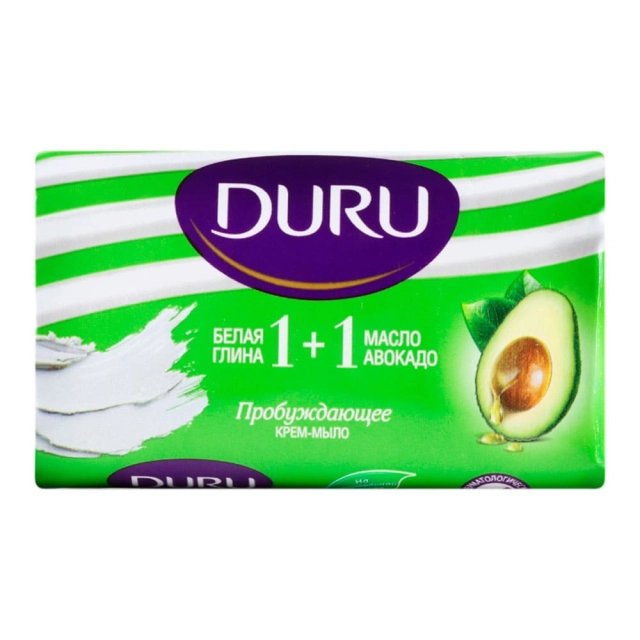 Крем-мыло Duru 1+1 белая глина + масло авокадо 80 г Крем-мыло Duru 1+1 белая глина + масло авокадо 80 г
