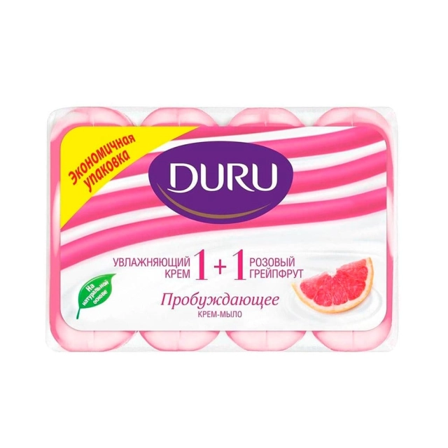 Мыло Duru 1+1 увлажняющий крем & розовый грейпфрут 4*80 г Мыло Duru 1+1 увлажняющий крем & розовый грейпфрут 4*80 г