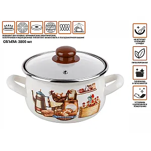 Кастрюля Perfecto Linea Традиции 50-951939 стальная эмалированная 3.8 л