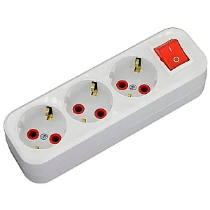 Разветвитель AY-KA 77 133 00 3 гнезда с заземлением с выключателем