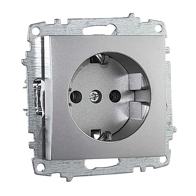 Розетка EL-BI Zena-Vega 609-011000-217 1 гнездо с заземлением серебро Розетка EL-BI Zena-Vega 609-011000-217 1 гнездо с заземлением серебро