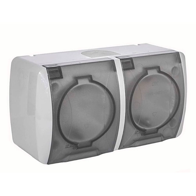Розетка EL-BI Eva 554-011500-938 2 места с заземлением с крышкой наружная Розетка EL-BI Eva 554-011500-938 2 места с заземлением с крышкой наружная