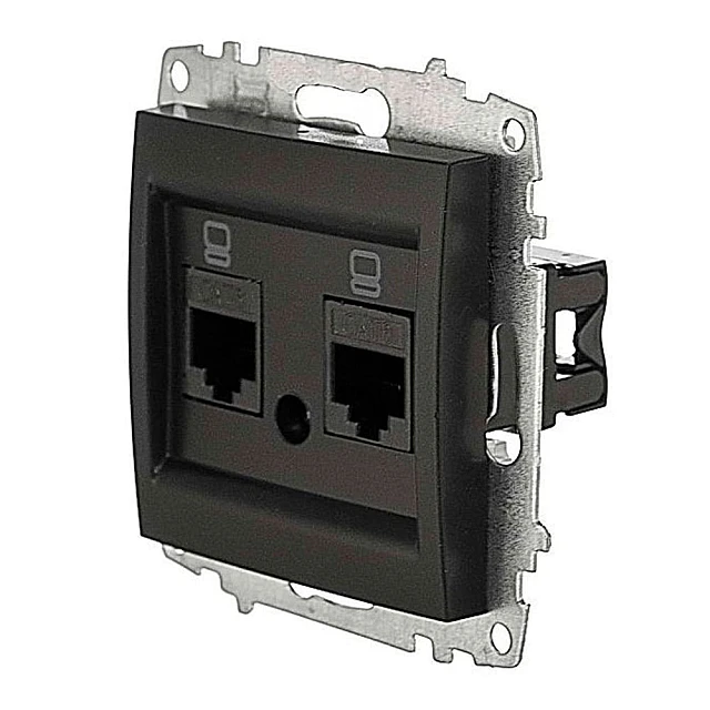Розетка компьютерная EL-BI Zena-Vega 609-014800-248 двойная вантаблэк Розетка компьютерная EL-BI Zena-Vega 609-014800-248 двойная вантаблэк