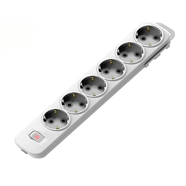 Колодка EL-BI Myra 527-010200-602 6 гнезд c заземлением с выключателем белая Колодка EL-BI Myra 527-010200-602 6 гнезд c заземлением с выключателем белая