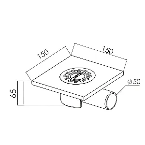 Трап сливной Nova 5020 горизонтальный 50 решетка пластиковая 150*150 мм