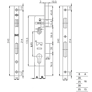 Замок врезной Kale Kilit 153Р В 35 мм никель