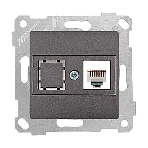 Розетка компьютерная Mutlusan Rita 2200-136-0195 1*RJ45 кат. 5e UTP дымчатый