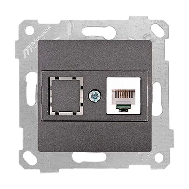 Розетка компьютерная Mutlusan Rita 1*RJ45 кат. 5e UTP дымчатый
