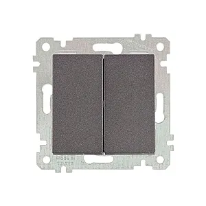 Выключатель Mutlusan Rita 2200-402-0195 2 клавиши 10А дымчатый
