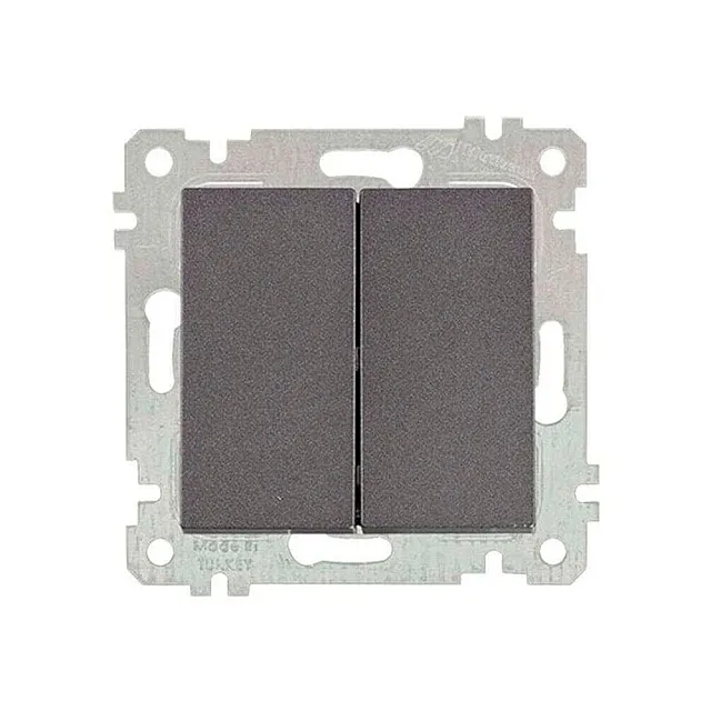 Выключатель Mutlusan Rita 2200-402-0195 2 клавиши 10А дымчатый