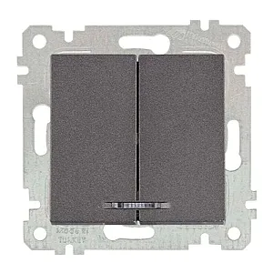 Выключатель Mutlusan Rita 2200-426-0195 2 клавиши с подсветкой дымчатый