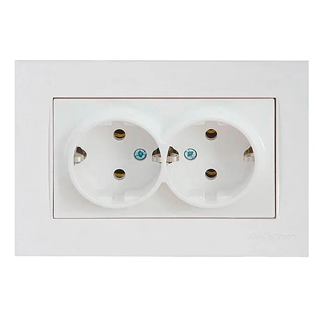 Розетка Mutlusan Rita 2220-202-0201 2*2Р+Е в комплекте с рамкой белая