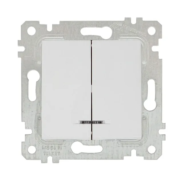 Выключатель Mutlusan Rita 2200-426-0101 2 клавиши с подсветкой 10А белый