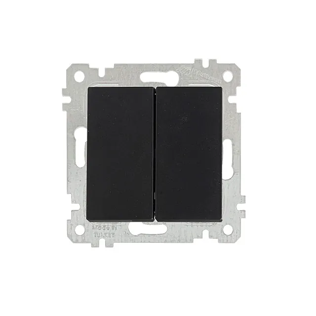 Выключатель Mutlusan Rita 2200-402-0184 2 клавиши 10А черный матовый
