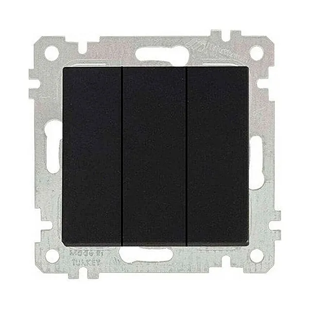 Выключатель Mutlusan Rita 2200-409-0184 3 клавиши 10А черный матовый