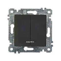 Выключатель Mutlusan Rita 2200-426-0184 2 клавиши с подсветкой 10А черный матовый