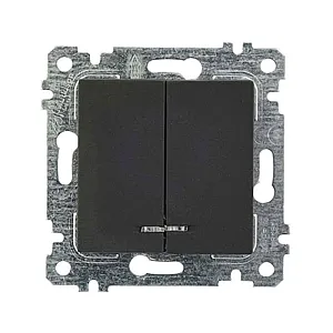 Выключатель Mutlusan Rita 2200-426-0184 2 клавиши с подсветкой 10А черный матовый