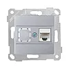 Розетка Mutlusan Rita 2200-136-0182 1*RJ-45 категория 5е UTP нержавеющая сталь