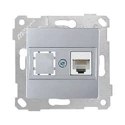 Розетка Mutlusan Rita 2200-136-0182 1*RJ-45 категория 5е UTP нержавеющая сталь