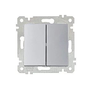 Выключатель Mutlusan Rita 2200-402-0182 2 клавиши 10А нержавеющая сталь