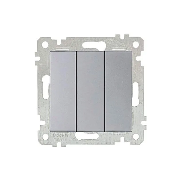 Выключатель Mutlusan Rita 2200-409-0182 3 клавиши 10А нержавеющая сталь