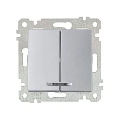 Выключатель Mutlusan Rita 2200-426-0182 2 клавиши с подсветкой 10А нержавеющая сталь