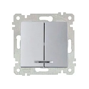 Выключатель Mutlusan Rita 2200-426-0182 2 клавиши с подсветкой 10А нержавеющая сталь