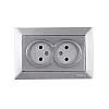 Розетка Mutlusan Rita 2220-203-0282 двойная 2*2P в комплекте с рамкой нержавеющая сталь
