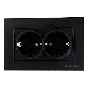 Розетка Mutlusan Rita 2220-202-0284 2 места 2*2P+E в комплекте с рамкой черный матовый