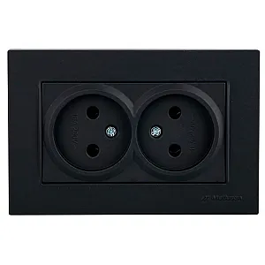 Розетка Mutlusan Rita 2220 202 0284 2 места 2*2P в комплекте с рамкой черный матовый