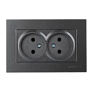 Розетка Mutlusan Rita 2220-203-0295 двойная 2*2P в комплекте с рамкой дымчатый