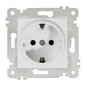 Розетка Mutlusan Rita 2200 600 0201 1-ая скрытая без рамки с заземлением белая