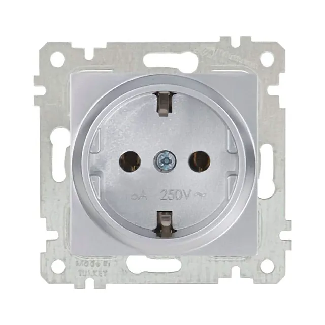 Розетка Mutlusan Rita 2200-600-0282 2P+E нержавеющая сталь