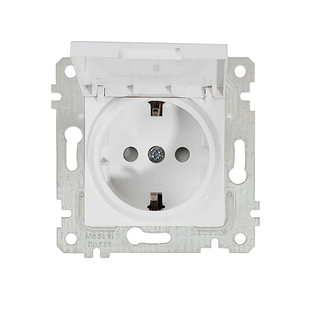 Розетка Mutlusan Rita 2200-611-0201 2Р+Е с крышкой защитные шторки белая