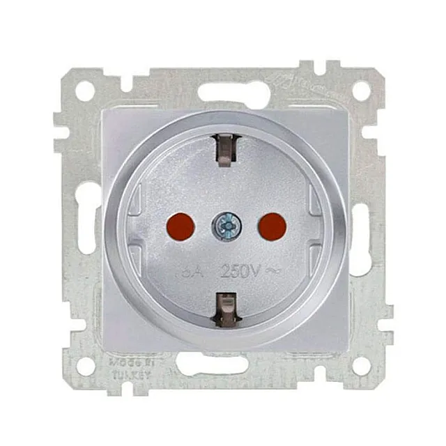 Розетка Mutlusan Rita 2200-605-0282 2P+E защитные шторки нержавеющая сталь