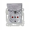 Розетка Mutlusan Rita 2200-611-0282 2P+E с крышкой защитные шторки нержавеющая сталь