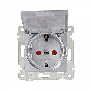 Розетка Mutlusan Rita 2200-611-0282 2P+E с крышкой защитные шторки нержавеющая сталь