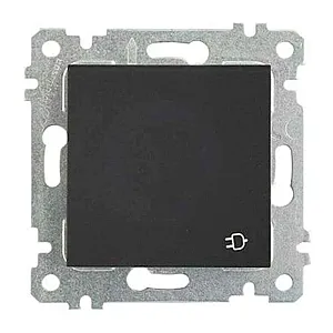 Розетка Mutlusan Rita 2200-605-0284 2P+E с заземлением с крышкой защитные шторки черный матовый