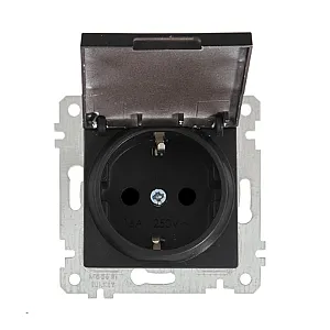 Розетка Mutlusan Rita 2200-605-0284 2P+E с заземлением с крышкой защитные шторки черный матовый