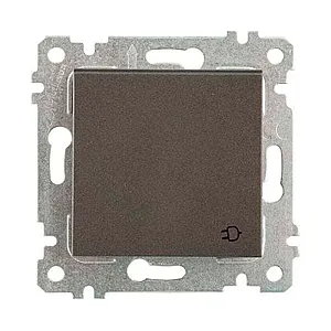 Розетка Mutlusan Rita 2Р+Е с крышкой защитные шторки дымчатый