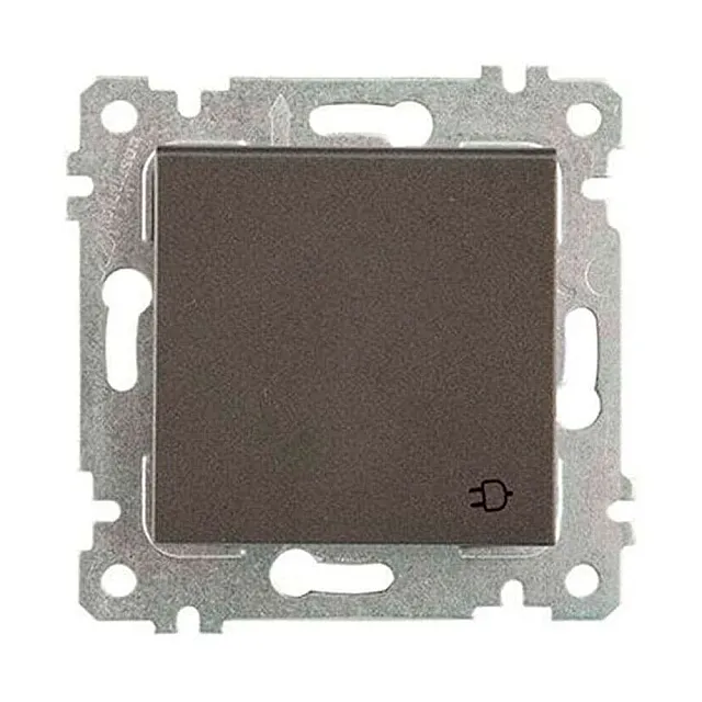 Розетка Mutlusan Rita 2Р+Е с крышкой защитные шторки дымчатый