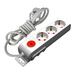 Удлинитель Mutlusan 001-175-324002-03-00 3*2Р+Е со шторками выключатель белый 3 м